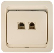 СВЕТОЗАР Гамма, телефонная, двойная, цвет бежевый, электрическая розетка (SV-54118-B)