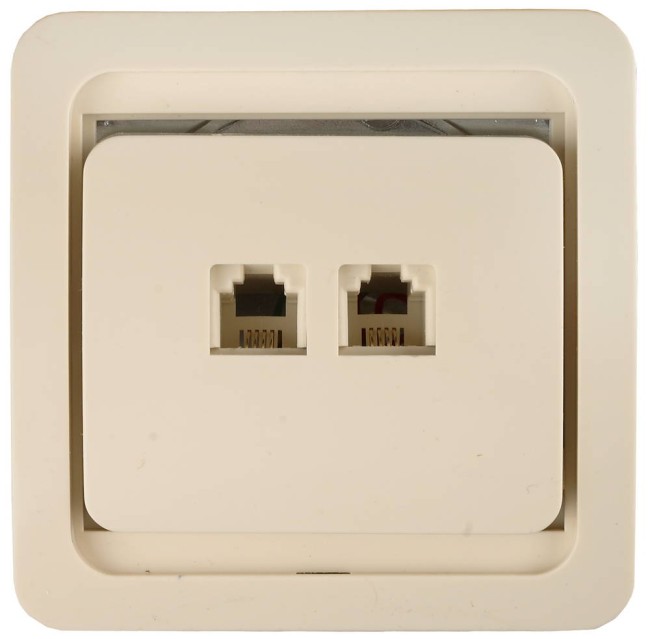 СВЕТОЗАР Гамма, телефонная, двойная, цвет бежевый, электрическая розетка (SV-54118-B)