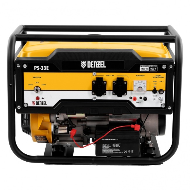 Генератор бензиновый PS-33E, 3.3 кВт, 230В, 15 л, электростартер Denzel
