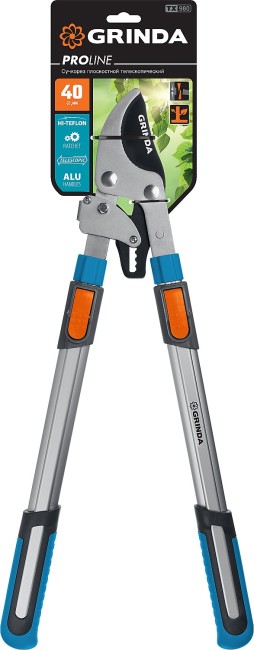 GRINDA TX-980, 645 - 885 мм, высокоуглеродистая сталь, закаленные лезвия, храповый механизм, телескопический, плоскостной сучкорез, PROLine (424515) GRINDA TX-980, 645 - 885 мм, высокоуглеродистая сталь, закаленные лезвия, храповый механизм, телескопический, плоскостной сучкорез, PROLine (424515)