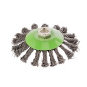 Щетка для УШМ, 115 мм, М14, "тарелка", крученая проволока 0.5 мм Сибртех Щетка для УШМ, 115 мм, М14, "тарелка", крученая проволока 0.5 мм Сибртех