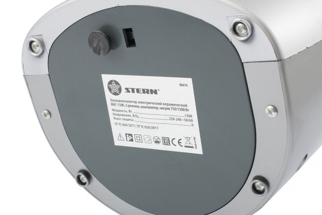 Тепловентилятор электрический, керамический BHС-1500, 3 режима, вентилятор, нагрев 750-1500 Вт Stern Тепловентилятор электрический, керамический BHС-1500, 3 режима, вентилятор, нагрев 750-1500 Вт Stern