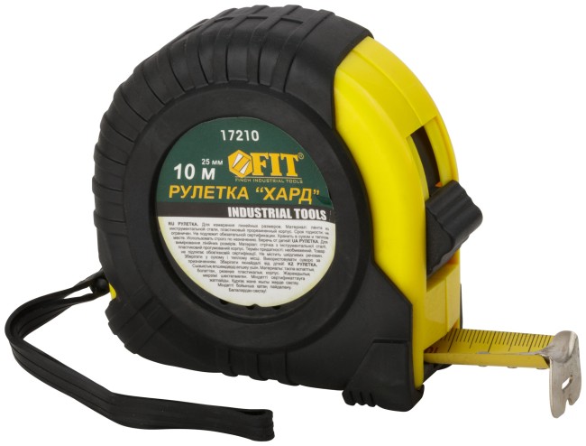 Рулетка прорезиненный корпус "Хард" 10 м x 25 мм