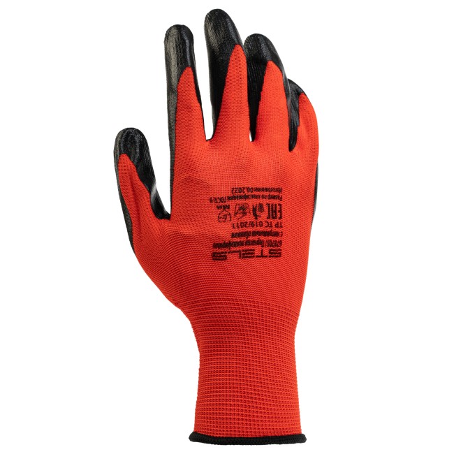 Перчатки полиэфирные с чёрным нитрильным покрытием, размер 9, 13 класс вязки// Stels Перчатки полиэфирные с чёрным нитрильным покрытием, размер 9, 13 класс вязки// Stels