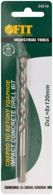 Сверло победитовое ударное, трехгранный хвостовик (для бетона, кирпича)  8х120 мм