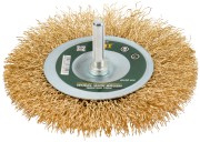 Корщетка-колесо, со штифтом, стальная латунированная волнистая проволока 100 мм