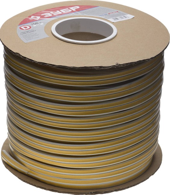 ЗУБР 150 м, D-профиль, размер 9 х 8 мм, белый, самоклеящийся резиновый уплотнитель (40920-150) ЗУБР 150 м, D-профиль, размер 9 х 8 мм, белый, самоклеящийся резиновый уплотнитель (40920-150)