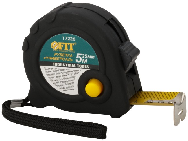 Рулетка прорезиненный корпус "Универсал", тройной стопор 5 м x 25 мм
