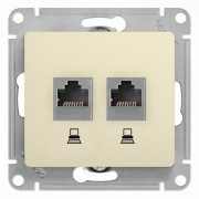 Glossa Бежевый Розетка 2-ая компьютерная RJ45+RJ45, кат.5E | GSL000285KK | SE