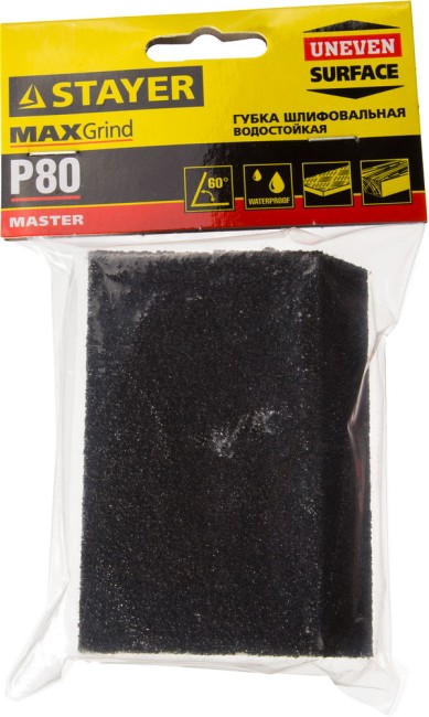 STAYER P80, 100 x 68 x 42 x 26 мм, водостойкая, четырехсторонняя угловая шлифовальная губка (3561-080) STAYER P80, 100 x 68 x 42 x 26 мм, водостойкая, четырехсторонняя угловая шлифовальная губка (3561-080)
