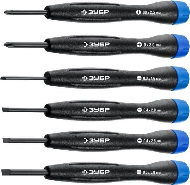ЗУБР TX-6, 6 шт, набор отверток для точных работ, Профессионал (25658-H6)