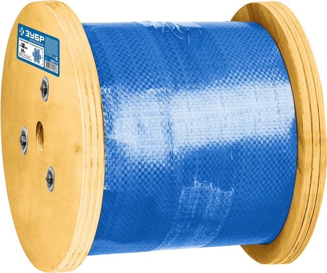 ЗУБР DIN 3060, свивка 6 х 19 + IWR, 10 мм, L 60 м, грузоподъемный стальной трос, Профессионал (30415-10) ЗУБР DIN 3060, свивка 6 х 19 + IWR, 10 мм, L 60 м, грузоподъемный стальной трос, Профессионал (30415-10)