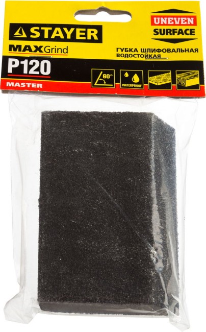 STAYER P120, 100 x 68 x 42 x 26 мм, водостойкая, четырехсторонняя шлифовальная губка (3561-120) STAYER P120, 100 x 68 x 42 x 26 мм, водостойкая, четырехсторонняя шлифовальная губка (3561-120)