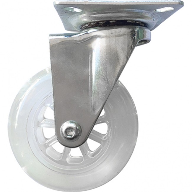 Колесо ПУ прозрачное поворотное d-75 мм, крепление платформенное Сибртех Колесо ПУ прозрачное поворотное d-75 мм, крепление платформенное Сибртех