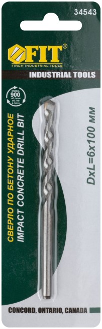 Сверло победитовое ударное, цилиндрический хвостовик (для бетона, кирпича)  6х100 мм