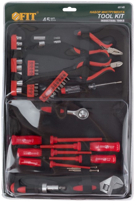 Набор инструмента 45 шт. (отвертки, биты, ключ разводной, пасс.-мини), матерчатый чехол