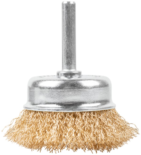 Щетка для дрели, тип "Чашка", латунированная витая проволока 0,3 мм, 50 мм, CUTOP Profi