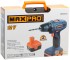 MAX-PRO Дрель-Шуруповерт аккумуляторная 12 В; 2-х скор. 0-350/0-1100 об/мин; 10 мм; 27 Нм; 2 батареи (Ni-Cd) х1,5 Ач; 15+1; 1 ч.; регулировка оборотов