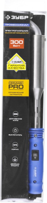 ЗУБР Ceramic PRO, 300 Вт, клин, высокомощный электропаяльник с пластиковой рукояткой, Профессионал (55301-300) ЗУБР Ceramic PRO, 300 Вт, клин, высокомощный электропаяльник с пластиковой рукояткой, Профессионал (55301-300)