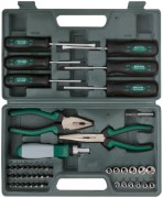 Набор инструмента 45 шт. (пассатижи, отвертки, биты), пластиковый чемодан Набор инструмента 45 шт. (пассатижи, отвертки, биты), пластиковый чемодан
