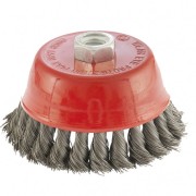 Щетка для УШМ, 100 мм, М14, "чашка", крученая проволока 0.35 мм Matrix Щетка для УШМ, 100 мм, М14, "чашка", крученая проволока 0.35 мм Matrix