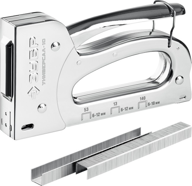 ЗУБР Универсал-10, 4-в-1: 53 (A/10/JT21) 23GA (6-10 мм)/140 (G/11/57) 20GA (6-10 мм)/53F/13, универсальный компактный степлер, Профессионал (31525) ЗУБР Универсал-10, 4-в-1: 53 (A/10/JT21) 23GA (6-10 мм)/140 (G/11/57) 20GA (6-10 мм)/53F/13, универсальный компактный степлер, Профессионал (31525)