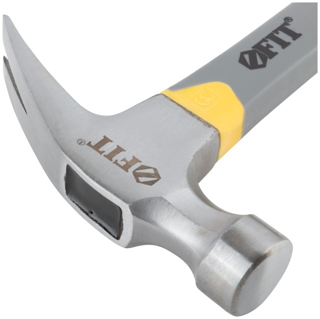 Молоток-гвоздодер, фиберглассовая усиленная 3-х цветная ручка, Профи 29 мм, 450 гр.