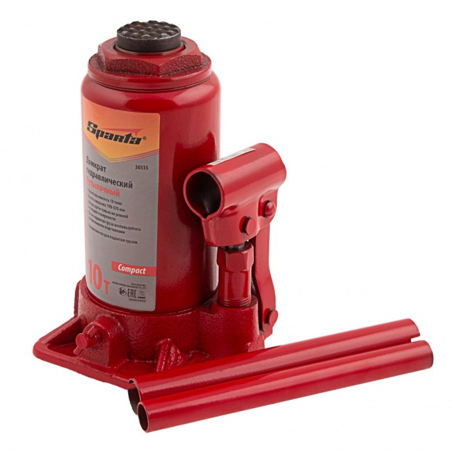 Домкрат гидравлический бутылочный 10 т, h подъема 190-370 мм Sparta Compact Домкрат гидравлический бутылочный 10 т, h подъема 190-370 мм Sparta Compact