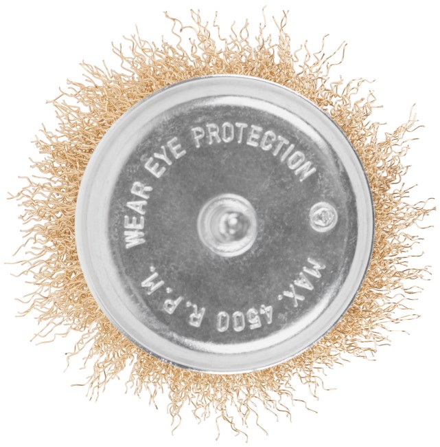 Щетка для дрели, тип "Чашка", латунированная витая проволока 0,3 мм, 75 мм, CUTOP Profi