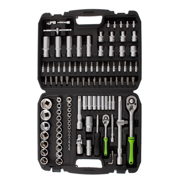 Набор инструмента, 1/2", 1/4", пластиковый кейс, 108 предметов Сибртех Набор инструмента, 1/2", 1/4", пластиковый кейс, 108 предметов Сибртех