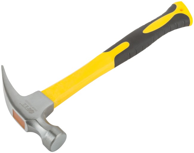 Молоток-гвоздодер, фиберглассовая усиленная ручка, антивибрационные накладки, Профи 30 мм, 450 гр.