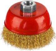 MIRAX 100 мм, витая стальная латунированная проволока 0.3 мм, чашечная щетка-крацовка для УШМ (35142-100) MIRAX 100 мм, витая стальная латунированная проволока 0.3 мм, чашечная щетка-крацовка для УШМ (35142-100)