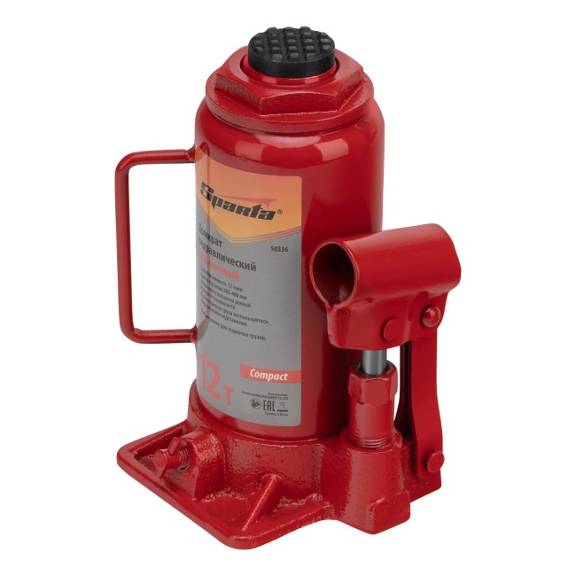 Домкрат гидравлический бутылочный 12 т, h подъема 205-400 мм Sparta Compact Домкрат гидравлический бутылочный 12 т, h подъема 205-400 мм Sparta Compact