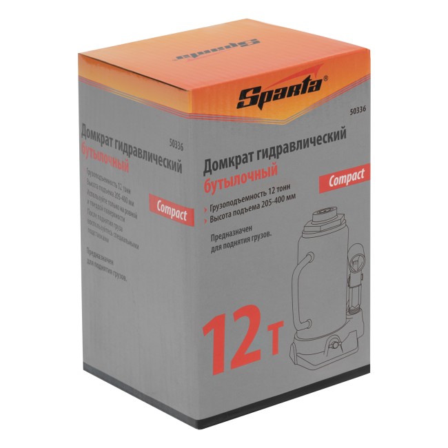 Домкрат гидравлический бутылочный 12 т, h подъема 205-400 мм Sparta Compact Домкрат гидравлический бутылочный 12 т, h подъема 205-400 мм Sparta Compact