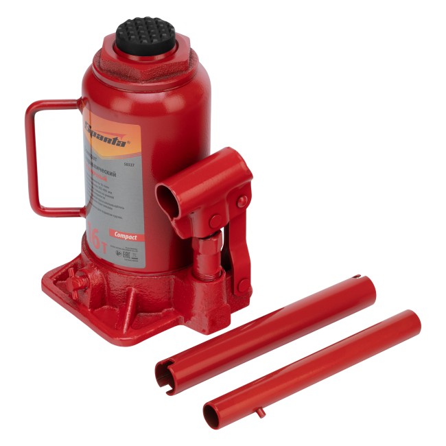 Домкрат гидравлический бутылочный 16 т, h подъема 205-400 мм Sparta Compact Домкрат гидравлический бутылочный 16 т, h подъема 205-400 мм Sparta Compact