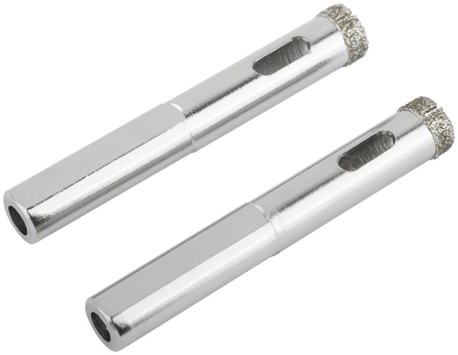 Коронки кольцевые по керамограниту, камню и кафелю алмазные, набор 2 шт., 10х65 мм