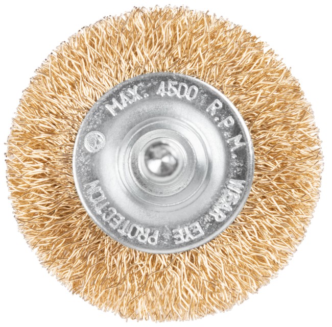 Щетка для дрели, тип "Плоская", латунированная витая проволока 0,3 мм, 50 мм, CUTOP Profi