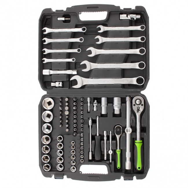 Набор инструмента, 1/2", 1/4", пластиковый кейс, 83 предмета Сибртех