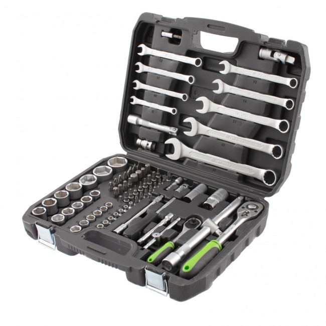 Набор инструмента, 1/2", 1/4", пластиковый кейс, 83 предмета Сибртех