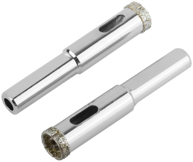 Коронки кольцевые по керамограниту, камню и кафелю алмазные, набор 2 шт., 12х65 мм