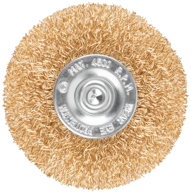 Щетка для дрели, тип "Плоская", латунированная витая проволока 0,3 мм, 65 мм, CUTOP Profi