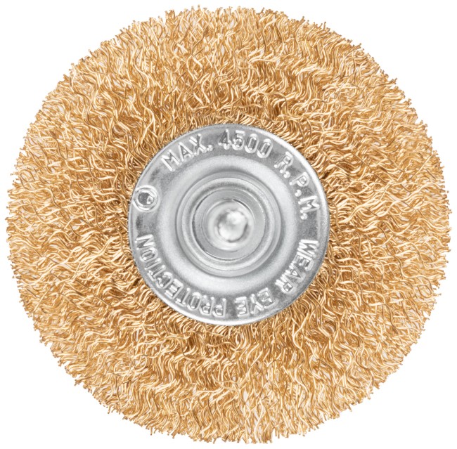 Щетка для дрели, тип "Плоская", латунированная витая проволока 0,3 мм, 65 мм, CUTOP Profi