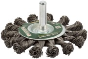 Корщетка-колесо, со штифтом, стальная витая проволока 75 мм
