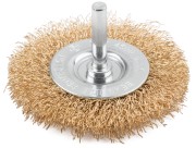 Щетка для дрели, тип "Плоская", латунированная витая проволока 0,3 мм, 75 мм, CUTOP Profi