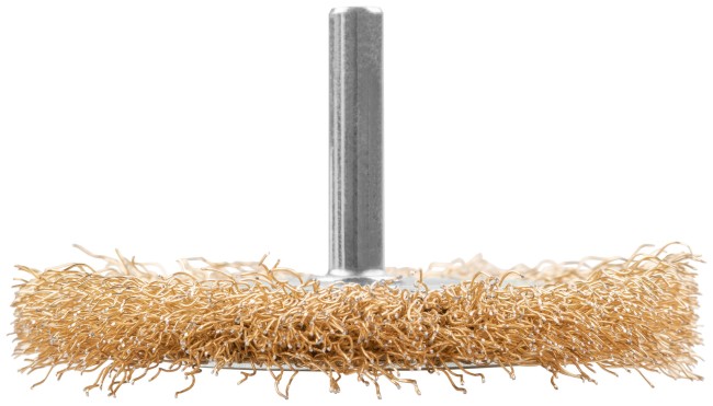 Щетка для дрели, тип "Плоская", латунированная витая проволока 0,3 мм, 75 мм, CUTOP Profi