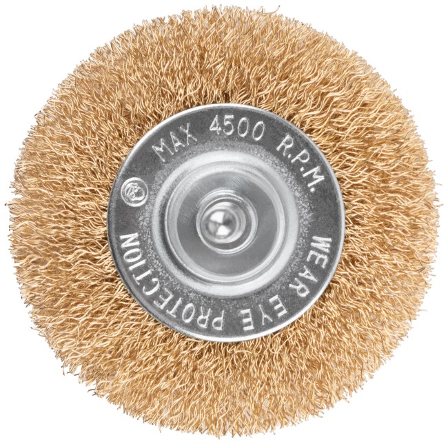 Щетка для дрели, тип "Плоская", латунированная витая проволока 0,3 мм, 75 мм, CUTOP Profi