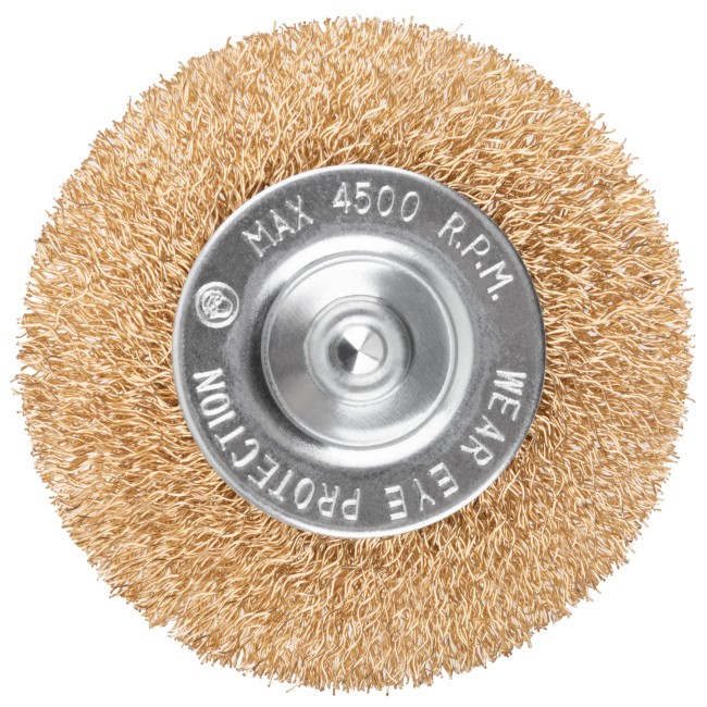 Щетка для дрели, тип "Плоская", латунированная витая проволока 0,3 мм, 75 мм, CUTOP Profi