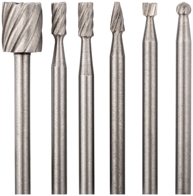 Шарошки-мини стальные по металлу, 6 шт.