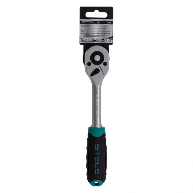 Ключ-трещотка 3/8, 72 зуба, с быстрым сбросом, CrV Stels
