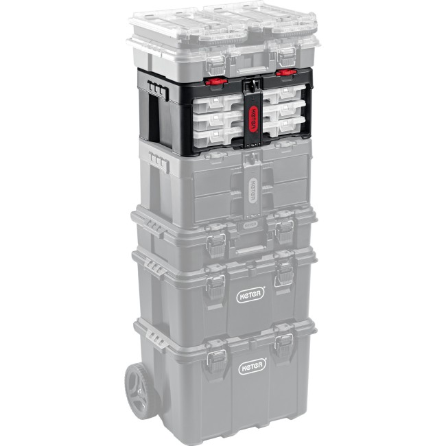 KETER STACKNROLL, 481 х 332 х 233 мм, (19″), пластиковый ящик с 3 органайзерами и 18 ячейками (38406) KETER STACKNROLL, 481 х 332 х 233 мм, (19″), пластиковый ящик с 3 органайзерами и 18 ячейками (38406)